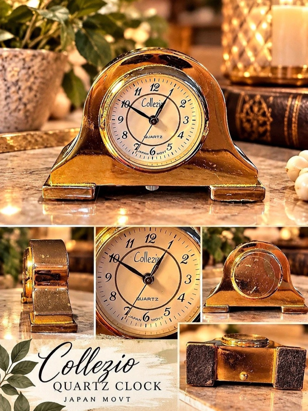 Vintage Collezio Quartz Clock Gold Mini